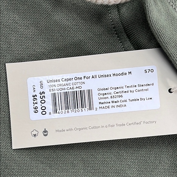 NEW PACT M 100% Organic Cotton Unisex One For All Pullover Caper Hoodie - Picture 5 of 12